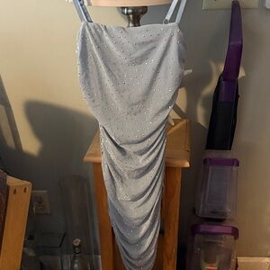 Windsor Light Blue Strapless Dress with Rhinestones